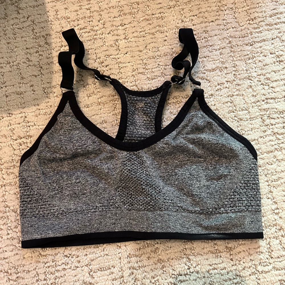 New balance gray racer back sports bra